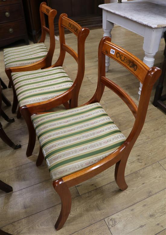 A set of 6 Regency style inlaid mahogany dining chairs (four and two carvers)